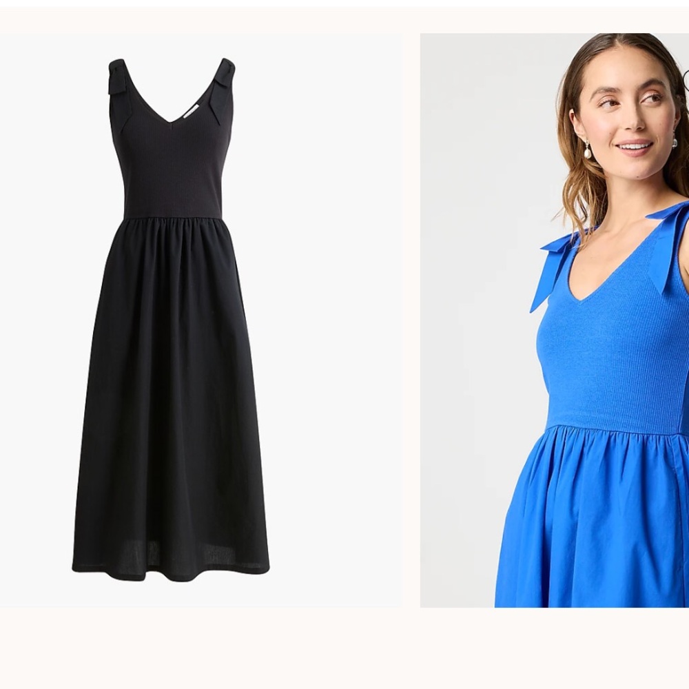 J. Crew Factory Black Bow-Tie Midi Dress